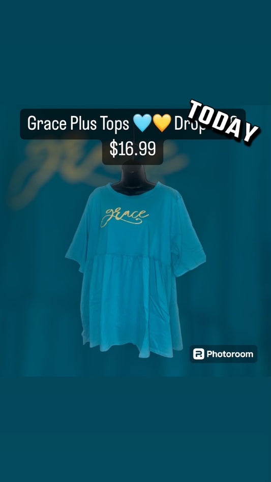 “Grace” Sea blue peplum Top